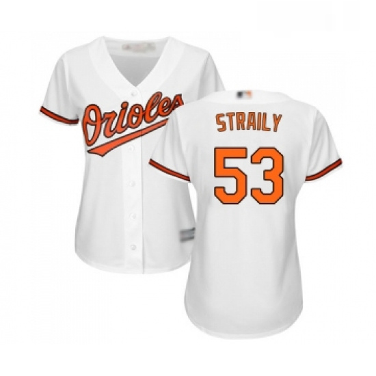 Womens Baltimore Orioles 53 Dan Straily Replica White Home Cool Base Baseball Jersey