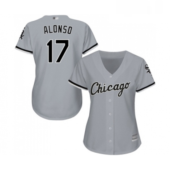 Womens Chicago White Sox 17 Yonder Alonso Replica Grey Road Cool Base Baseball Jersey