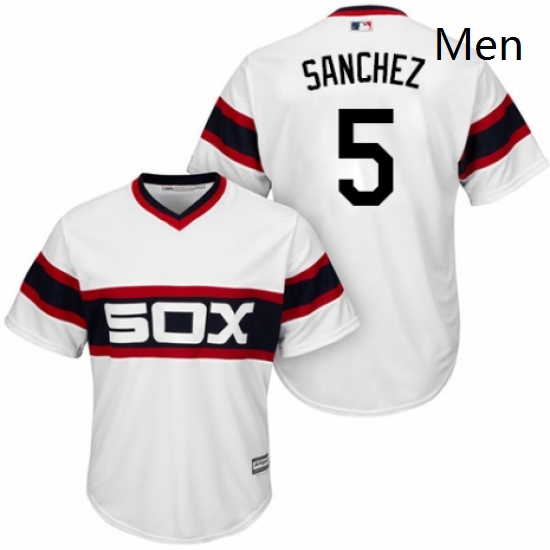 Mens Majestic Chicago White Sox 5 Yolmer Sanchez Replica White 2013 Alternate Home Cool Base MLB Jer