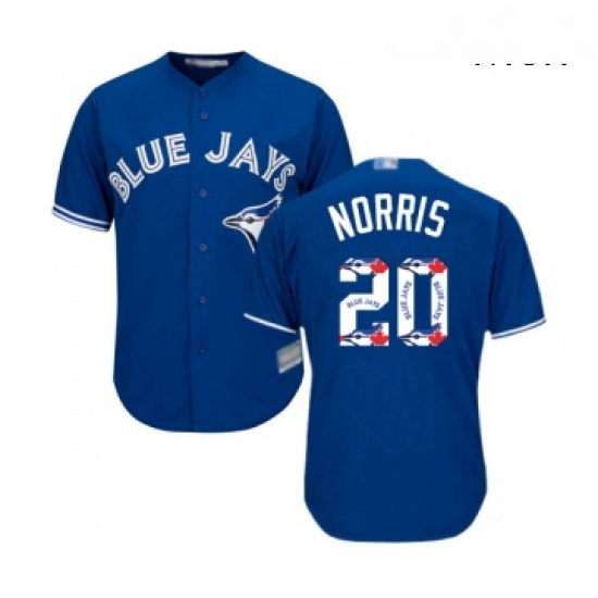 Mens Toronto Blue Jays 20 Bud Norris Authentic Blue Team Logo Fashion Baseball Jersey