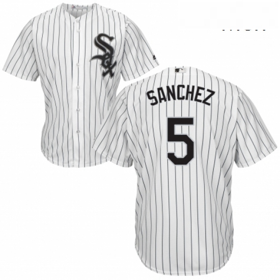 Mens Majestic Chicago White Sox 5 Yolmer Sanchez Replica White Home Cool Base MLB Jersey