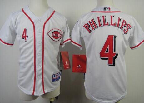 Men Reds #4 Brandon Phillips White Cool Base Stitched MLB Jersey