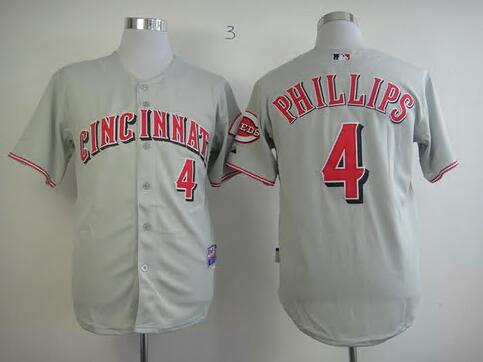 Men Reds #4 Brandon Phillips Grey Cool Base Stitched MLB Jersey