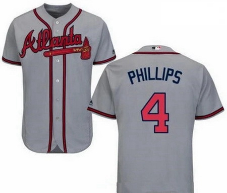 Men's Nike Atlanta Braves #4 Brandon Phillips Gray Road Cool Base Jersey