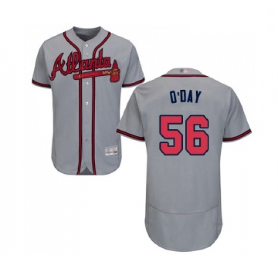 Mens Atlanta Braves 56 Darren O Day Grey Road Flex Base Authentic Collection Baseball Jersey