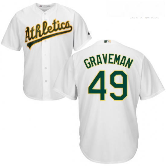 Mens Majestic Oakland Athletics 49 Kendall Graveman Replica White Home Cool Base MLB Jersey