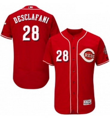 Mens Majestic Cincinnati Reds 28 Anthony DeSclafani Red Alternate Flex Base Authentic Collection MLB