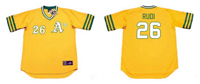 Athletics 26 JOE RUDI Yellow 1972 Throwback Jersey