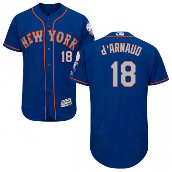 Mens Majestic New York Mets 18 Travis dArnaud RoyalGray Flexbase Authentic Collection MLB Jersey