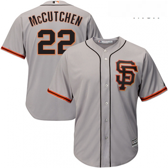 Mens Majestic San Francisco Giants 22 Andrew McCutchen Replica Grey Road 2 Cool Base MLB Jersey