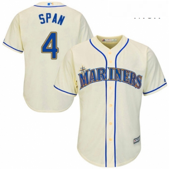 Mens Majestic Seattle Mariners 4 Denard Span Replica Cream Alternate Cool Base MLB Jersey