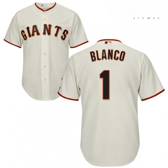 Mens Majestic San Francisco Giants 1 Gregor Blanco Replica Cream Home Cool Base MLB Jersey