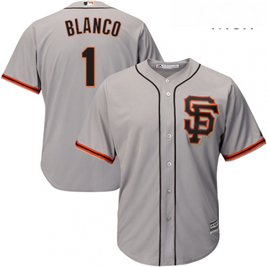 Mens Majestic San Francisco Giants 1 Gregor Blanco Replica Grey Road 2 Cool Base MLB Jersey