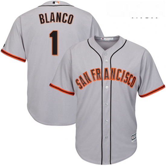 Mens Majestic San Francisco Giants 1 Gregor Blanco Replica Grey Road Cool Base MLB Jersey