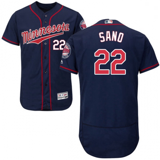 Mens Majestic Minnesota Twins 22 Miguel Sano Authentic Navy Blue Alternate Flex Base Authentic Colle