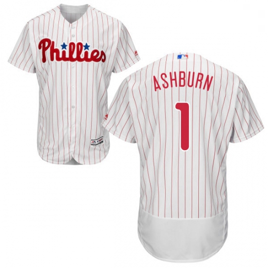 Mens Majestic Philadelphia Phillies 1 Richie Ashburn White Home Flex Base Authentic Collection MLB J