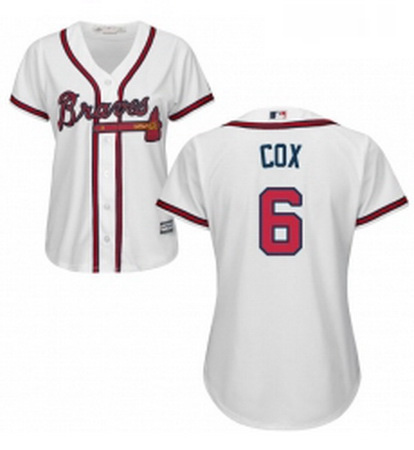 Womens Majestic Atlanta Braves 6 Bobby Cox Replica White Home Cool Base MLB Jersey