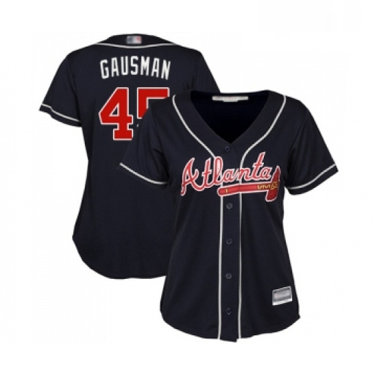 Womens Atlanta Braves 45 Kevin Gausman Replica Blue Alternate Road Cool Base Baseball Jersey