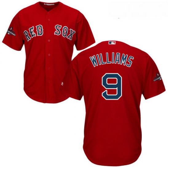 Youth Majestic Boston Red Sox 9 Ted Williams Authentic Red Alternate Home Cool Base 2018 World Serie