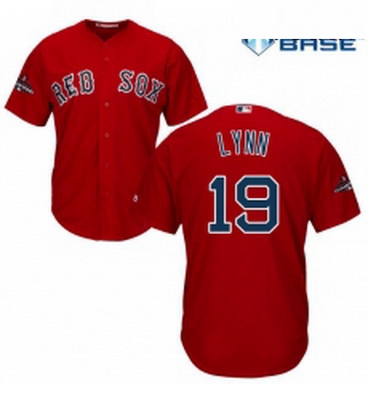 Youth Majestic Boston Red Sox 19 Fred Lynn Authentic Red Alternate Home Cool Base 2018 World Series 