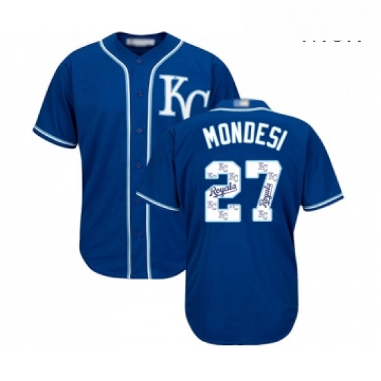 Mens Kansas City Royals 27 Adalberto Mondesi Blue Authentic Blue Team Logo Fashion Cool Base Basebal