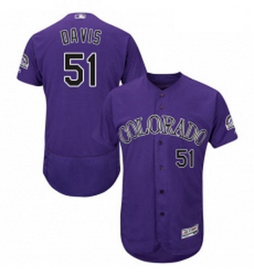 Mens Majestic Colorado Rockies 71 Wade Davis Purple Alternate Flex Base Authentic Collection MLB Jer