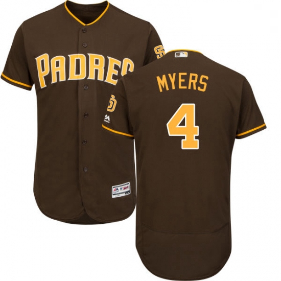 Mens Majestic San Diego Padres 4 Wil Myers Brown Alternate Flex Base Authentic Collection MLB Jersey