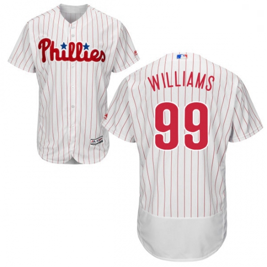 Mens Majestic Philadelphia Phillies 99 Mitch Williams White Home Flex Base Authentic Collection MLB 