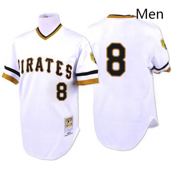 Mens Mitchell and Ness 1971 Pittsburgh Pirates 8 Willie Stargell Authentic White Throwback MLB Jerse