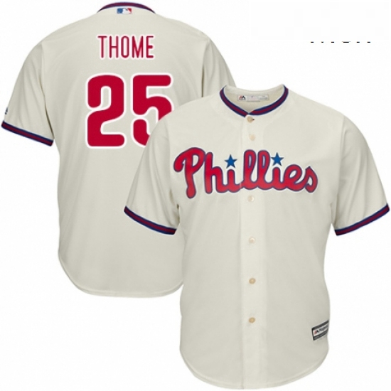 Mens Majestic Philadelphia Phillies 25 Jim Thome Replica Cream Alternate Cool Base MLB Jersey