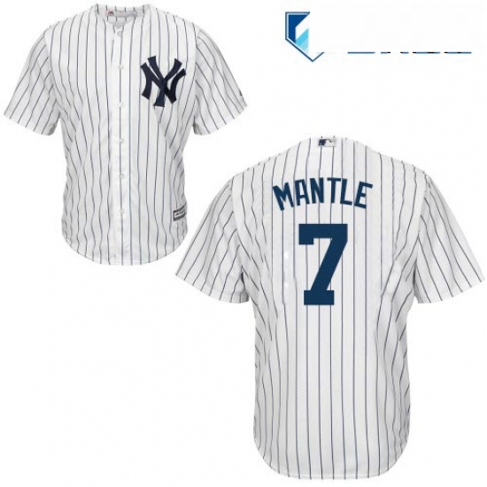 Mens Majestic New York Yankees 7 Mickey Mantle Replica White Home MLB Jersey