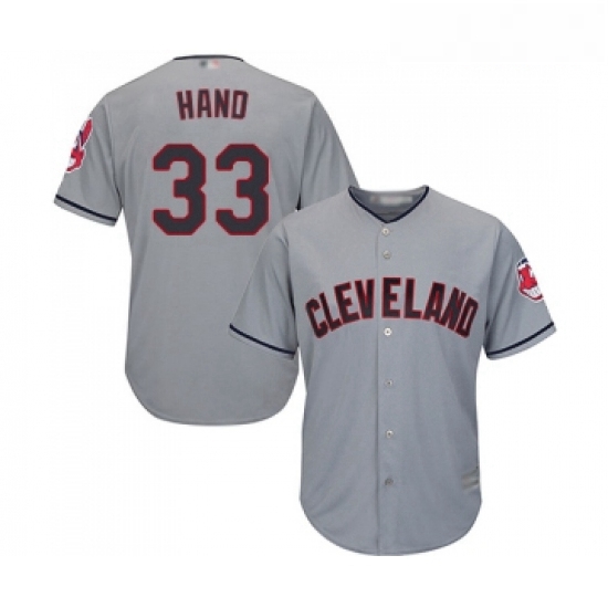 Youth Cleveland Indians 33 Brad Hand Replica Grey Road Cool Base Baseball Jersey