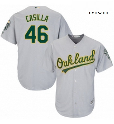 Mens Majestic Oakland Athletics 46 Santiago Casilla Replica Grey Road Cool Base MLB Jersey