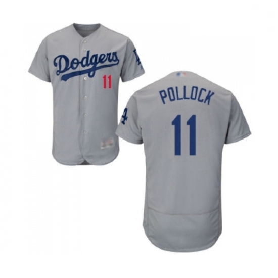 Mens Los Angeles Dodgers 11 A J Pollock Gray Alternate Flex Base Authentic Collection Baseball Jerse