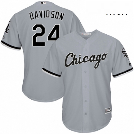 Mens Majestic Chicago White Sox 24 Matt Davidson Replica Grey Road Cool Base MLB Jersey