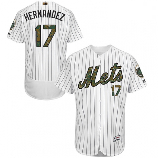 Mens Majestic New York Mets 17 Keith Hernandez Authentic White 2016 Memorial Day Fashion Flex Base M