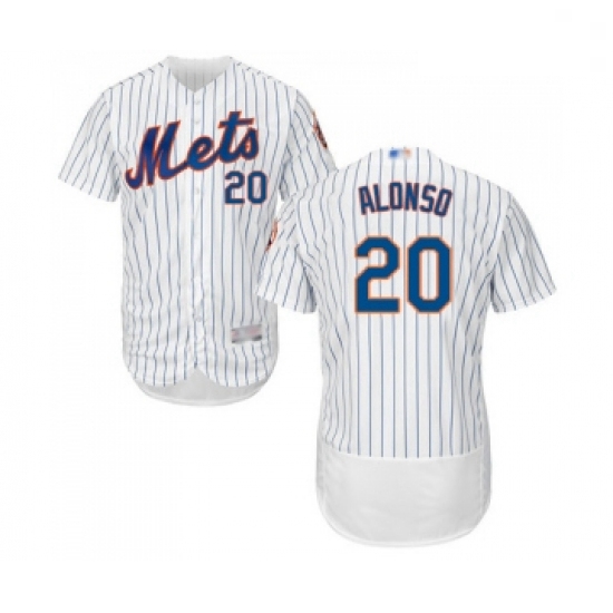 Mens New York Mets 20 Pete Alonso White Home Flex Base Authentic Collection Baseball Jersey