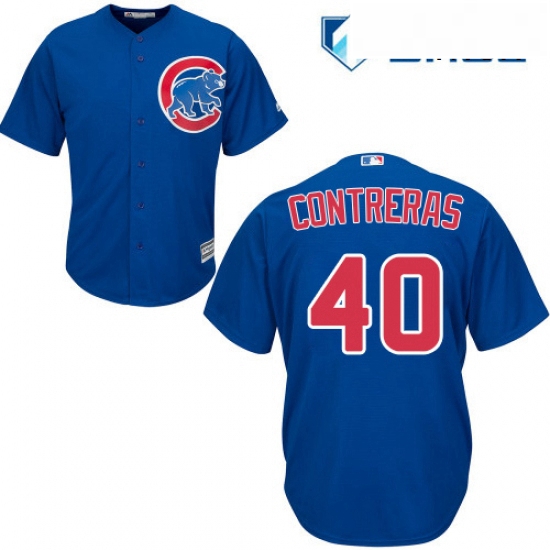 Mens Majestic Chicago Cubs 40 Willson Contreras Replica Royal Blue Alternate Cool Base MLB Jersey