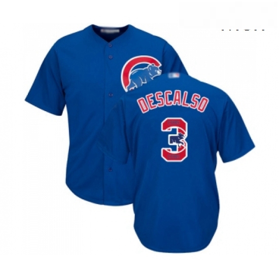 Mens Chicago Cubs 3 Daniel Descalso Authentic Royal Blue Team Logo Fashion Cool Base Baseball Jersey