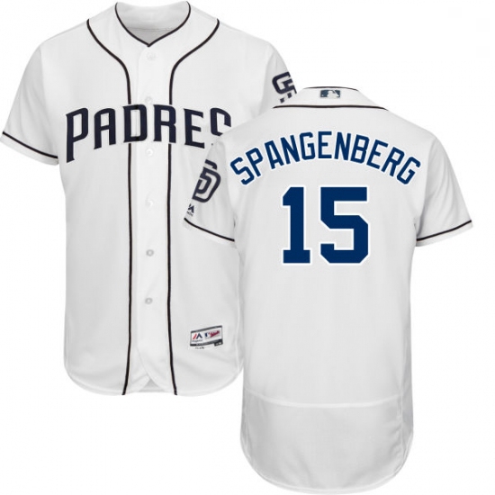 Mens Majestic San Diego Padres 15 Cory Spangenberg White Home Flexbase Authentic Collection MLB Jers