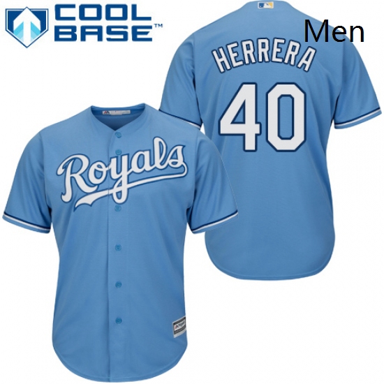 Mens Majestic Kansas City Royals 40 Kelvin Herrera Replica Light Blue Alternate 1 Cool Base MLB Jers