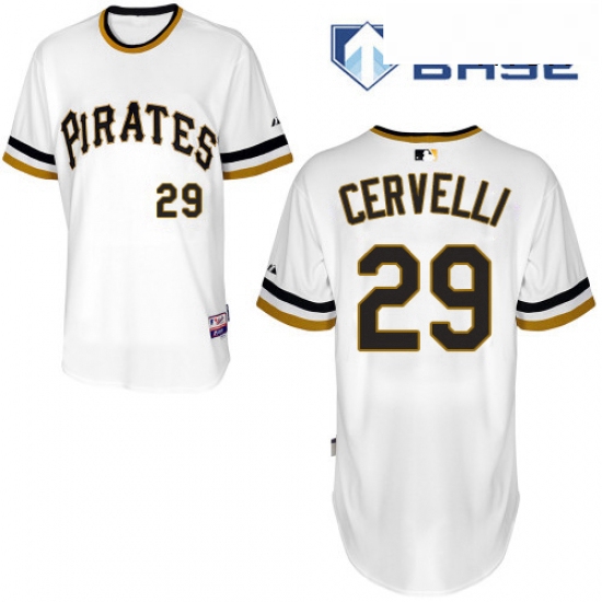 Mens Majestic Pittsburgh Pirates 29 Francisco Cervelli Authentic White Alternate 2 Cool Base MLB Jer