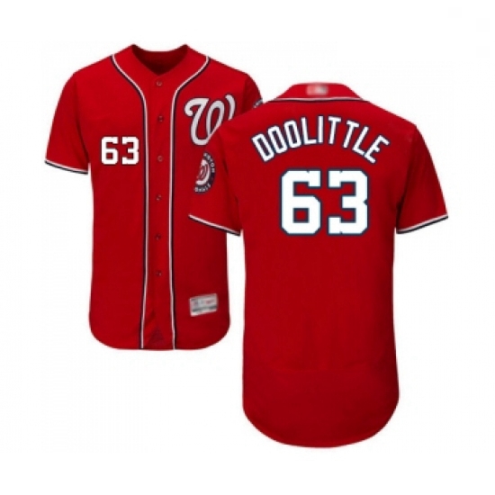 Mens Washington Nationals 63 Sean Doolittle Red Alternate Flex Base Authentic Collection Baseball Je