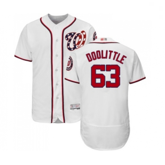 Mens Washington Nationals 63 Sean Doolittle White Home Flex Base Authentic Collection Baseball Jerse