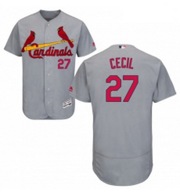 Mens Majestic St Louis Cardinals 27 Brett Cecil Grey Flexbase Authentic Collection MLB Jersey