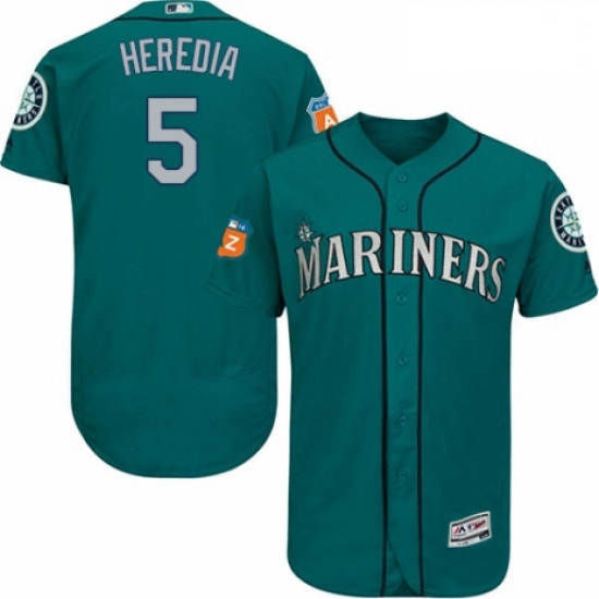 Mens Majestic Seattle Mariners 5 Guillermo Heredia Teal Green Alternate Flex Base Authentic Collecti