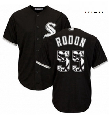 Mens Majestic Chicago White Sox 55 Carlos Rodon Authentic Black Team Logo Fashion Cool Base MLB Jers