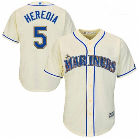 Mens Majestic Seattle Mariners 5 Guillermo Heredia Replica Cream Alternate Cool Base MLB Jersey