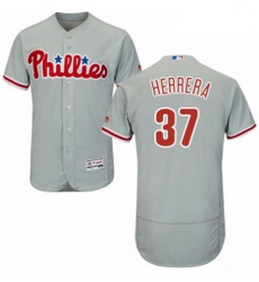 Mens Majestic Philadelphia Phillies 37 Odubel Herrera Grey Road Flex Base Authentic Collection MLB J