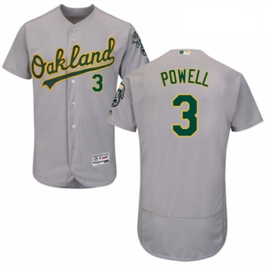 Mens Majestic Oakland Athletics 3 Boog Powell Grey Road Flex Base Authentic Collection MLB Jersey